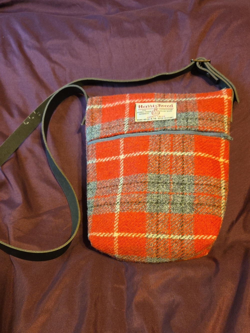 Harris Tweed Red Plaid Crossbody Bag